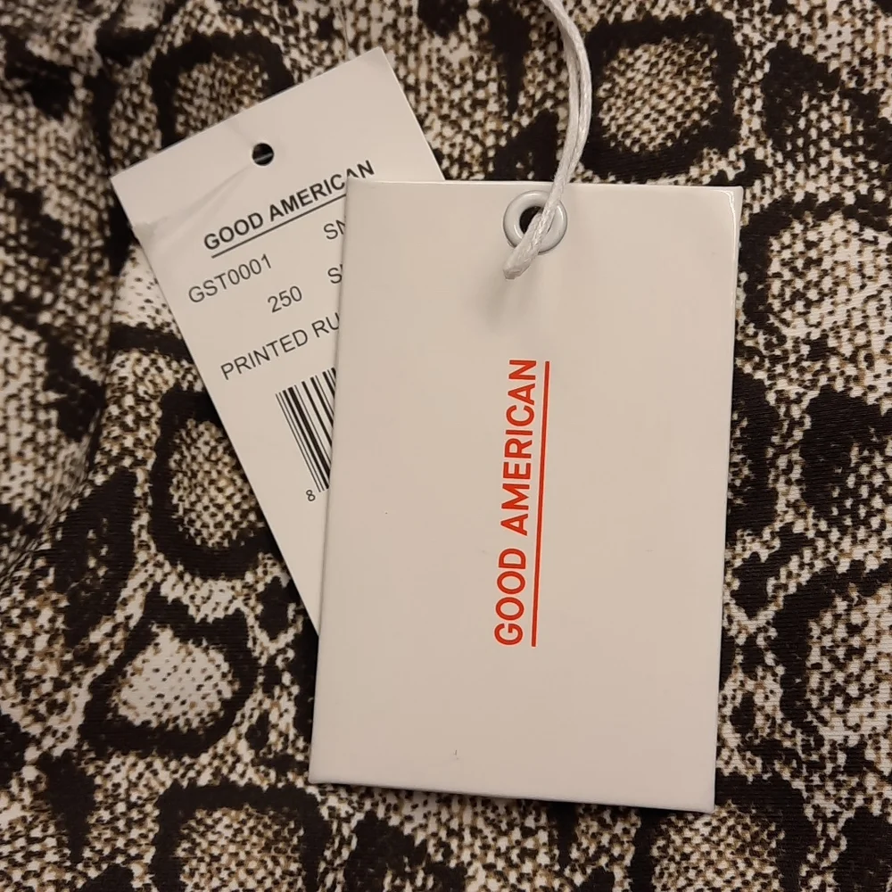 NWT, Good American Snake Print Rouched Skirt